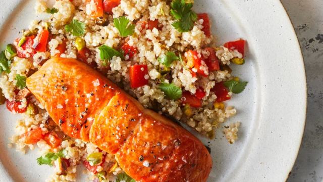 Salmon with Roasted Red Pepper Quinoa Salad
