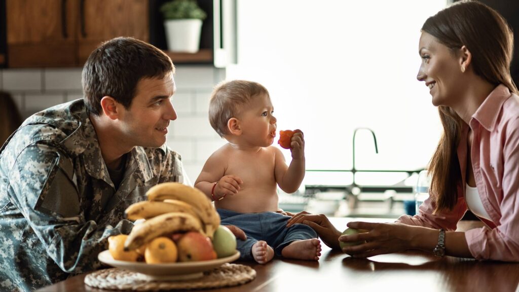 happy military officer with his family at home | SO Nutrition